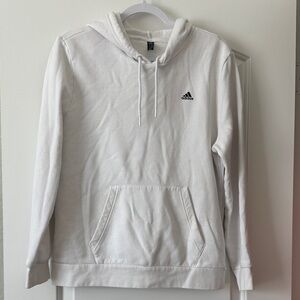 adidas White Pullover Hoodie with Small Logo